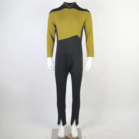 Mono amarillo estrella Treks, disfraz de Cosplay Unisex para adultos de próxima generación, uniforme de Halloween