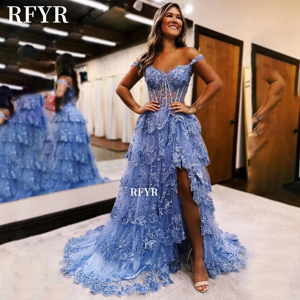 RFYR Off Shoulder Prom Gowns Lace Applique Party Gowns Multilayers Gowns for Princess Ball Gowns Elegant Ball Gown Customized
RFYR Off Shoulder Prom Gowns Lace Applique Party Gowns Multilayers Gowns for Princess Ball Gowns Elegant Ball Gown Customized