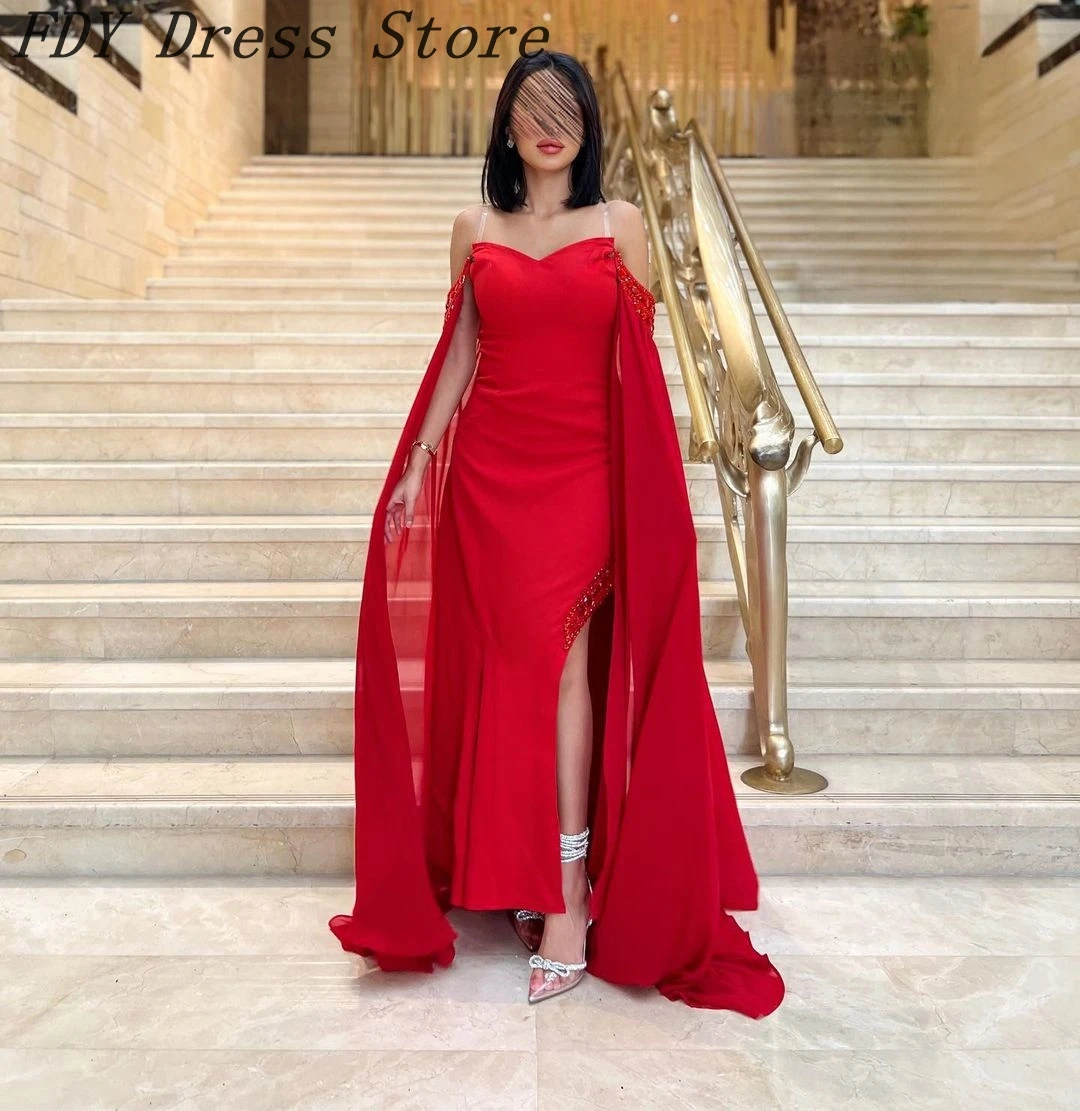 Vintage Mermaid Red Evening Dresses Sweetheart Beadings Chiffon Prom Dresses Side Split Ankle Length Formal Party Dresses
Vintage Mermaid Red Evening Dresses Sweetheart Beadings Chiffon Prom Dresses Side Split Ankle Length Formal Party Dresses