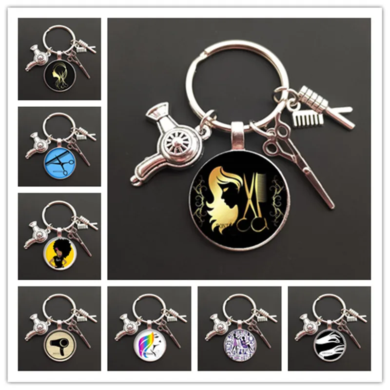 New fashion hairstyle glass keychain charm jewelry mini hairdressing scissors hair dryer comb keychain DIY handmade jewelry
New fashion hairstyle glass keychain charm jewelry mini hairdressing scissors hair dryer comb keychain DIY handmade jewelry