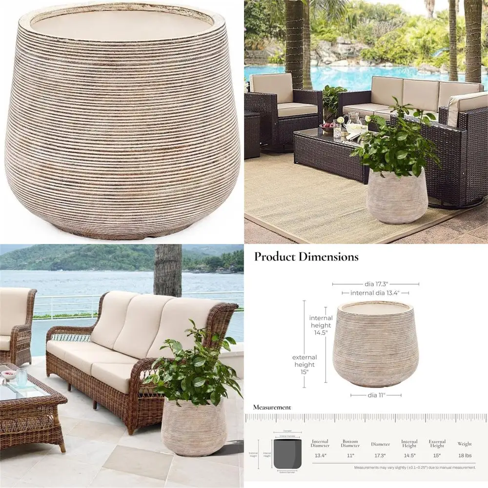 Большие круглые бетонные кашпо с дренажными отверстиями для комнатных и наружных растений, горшки в состаренном стиле
Большие круглые бетонные кашпо с дренажными отверстиями для комнатных и наружных растений, горшки в состаренном стиле