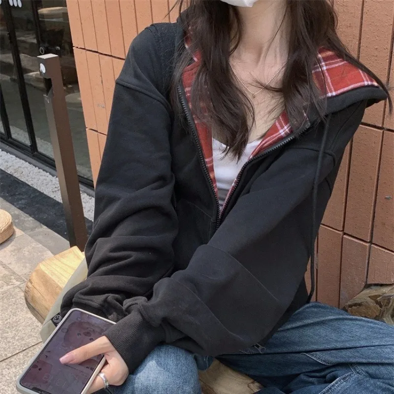 Plaid Stitching Hooded Sweater Women 2024 Autumn and Winter Korean Style Lazy Loose Casual Slimming Long-sleeved Cardigan Jacket
Plaid Stitching Hooded Sweater Women 2024 Autumn and Winter Korean Style Lazy Loose Casual Slimming Long-sleeved Cardigan Jacket