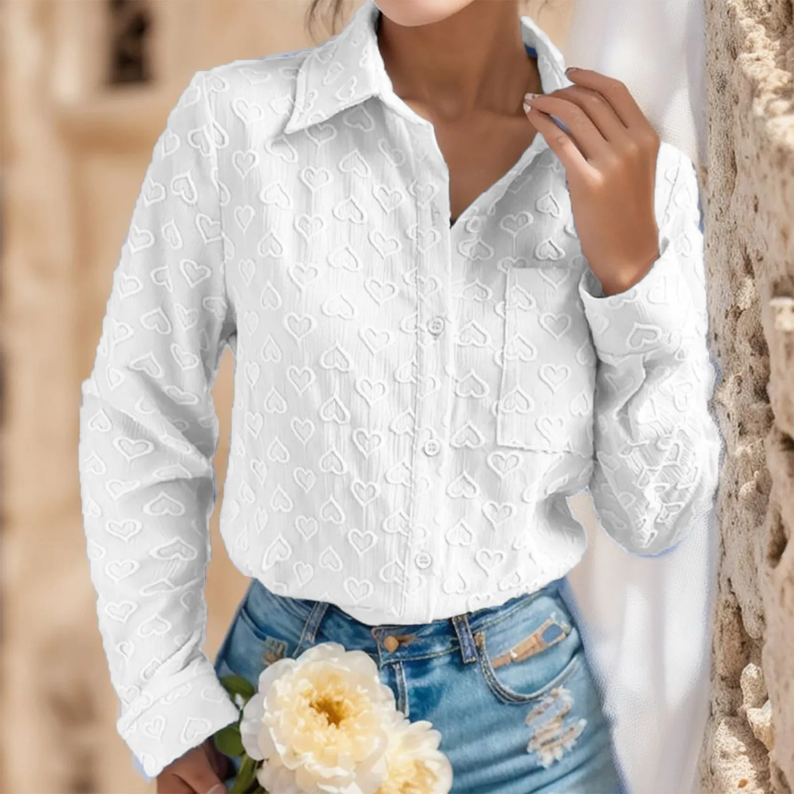 Fashion Woman Blouses 2023 Lapel Long Sleeve Solid Work Shirts Tops Pretty and Cheap Women's Blouse White Heart-Shaped Clothes
Fashion Woman Blouses 2023 Lapel Long Sleeve Solid Work Shirts Tops Pretty and Cheap Women's Blouse White Heart-Shaped Clothes