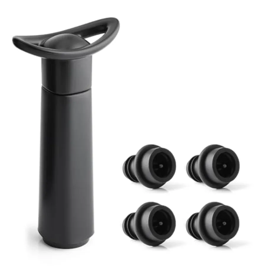 Wine Vacuum Pump with 4 Stoppers, Wine Saver and Preserver, Food Grade Silicone Stoppers, Reusable Air Remover Pump for Standar
Wine Vacuum Pump with 4 Stoppers, Wine Saver and Preserver, Food Grade Silicone Stoppers, Reusable Air Remover Pump for Standar