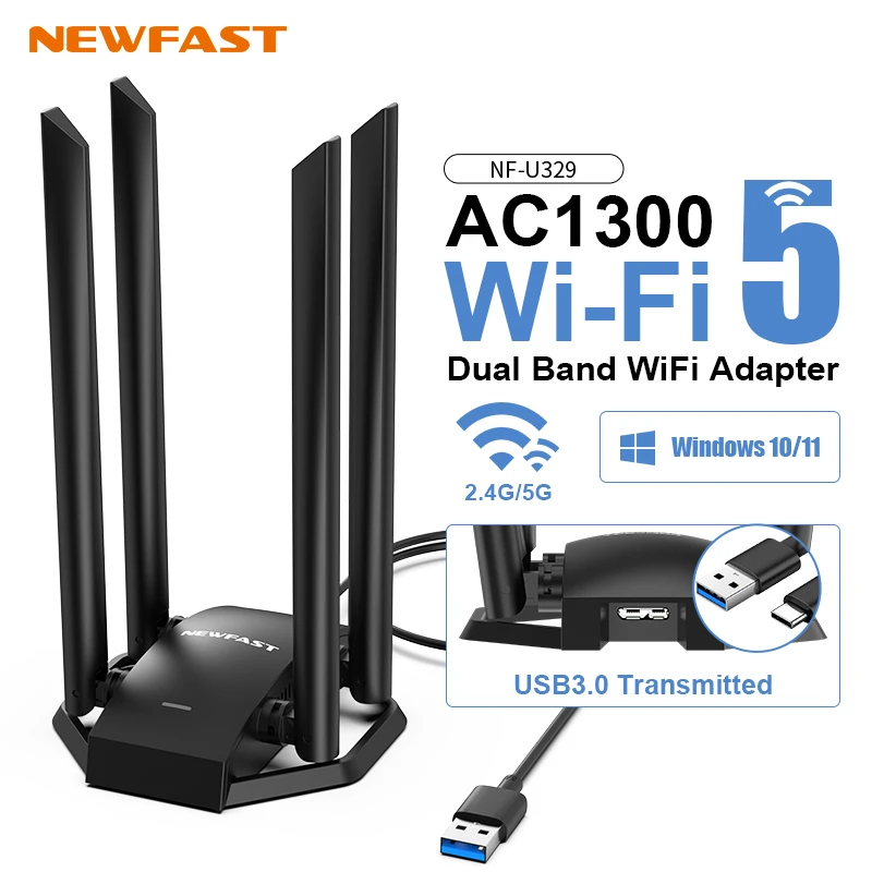 NEWFAST 1300Mbps Wireless usb wifi Adapter card 2.4G/5.8Ghz MT7612UN Driver-Free for Windows XP/ 7 / 8 / 8.1 / 10/11/Mac/Linux
NEWFAST 1300Mbps Wireless usb wifi Adapter card 2.4G/5.8Ghz MT7612UN Driver-Free for Windows XP/ 7 / 8 / 8.1 / 10/11/Mac/Linux