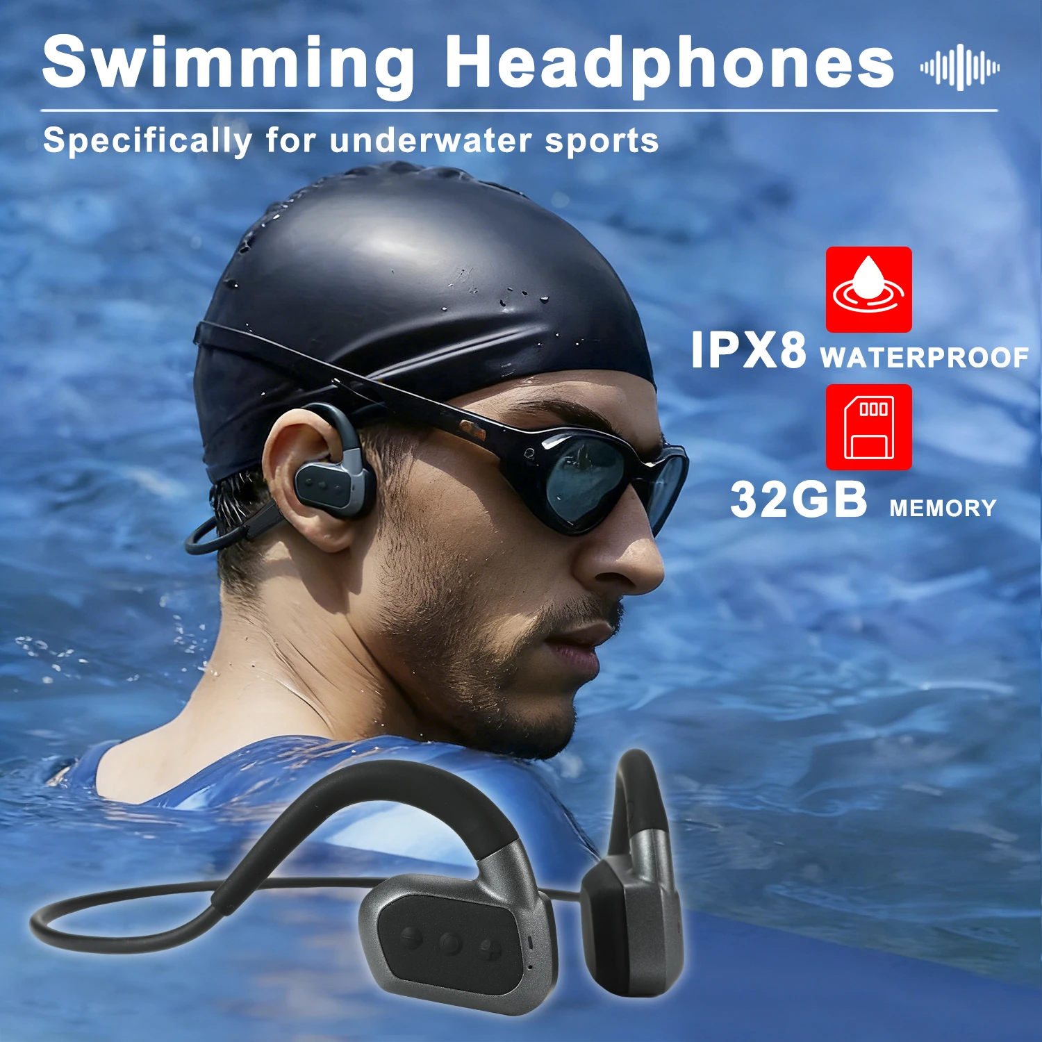 Swimming Headset Bone Conduction Headphones Bluetooth 5.4 Wireless Earphone IPX8 Waterproof for Sports Running Cycling Fitness
Swimming Headset Bone Conduction Headphones Bluetooth 5.4 Wireless Earphone IPX8 Waterproof for Sports Running Cycling Fitness