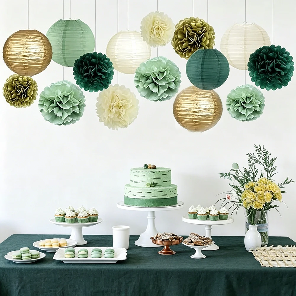 Sage Green Party Decorations Paper Lanterns and Pom Poms Tissue Flower for Birthday Baby Shower Wild Safari Jungle Wedding Decor
Sage Green Party Decorations Paper Lanterns and Pom Poms Tissue Flower for Birthday Baby Shower Wild Safari Jungle Wedding Decor