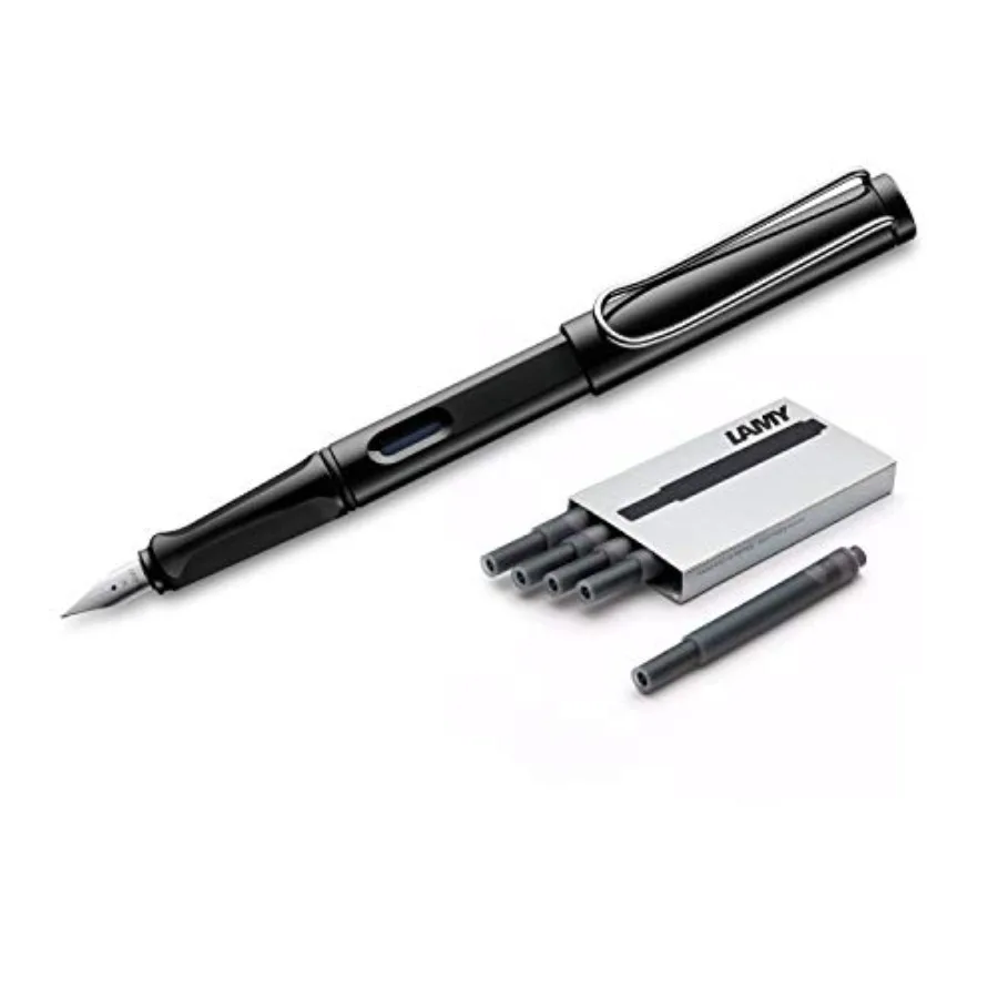 Safari Fountain Pen 19M and 5 Ink Cartridges (LT10BK, L19BKM
Safari Fountain Pen 19M and 5 Ink Cartridges (LT10BK, L19BKM