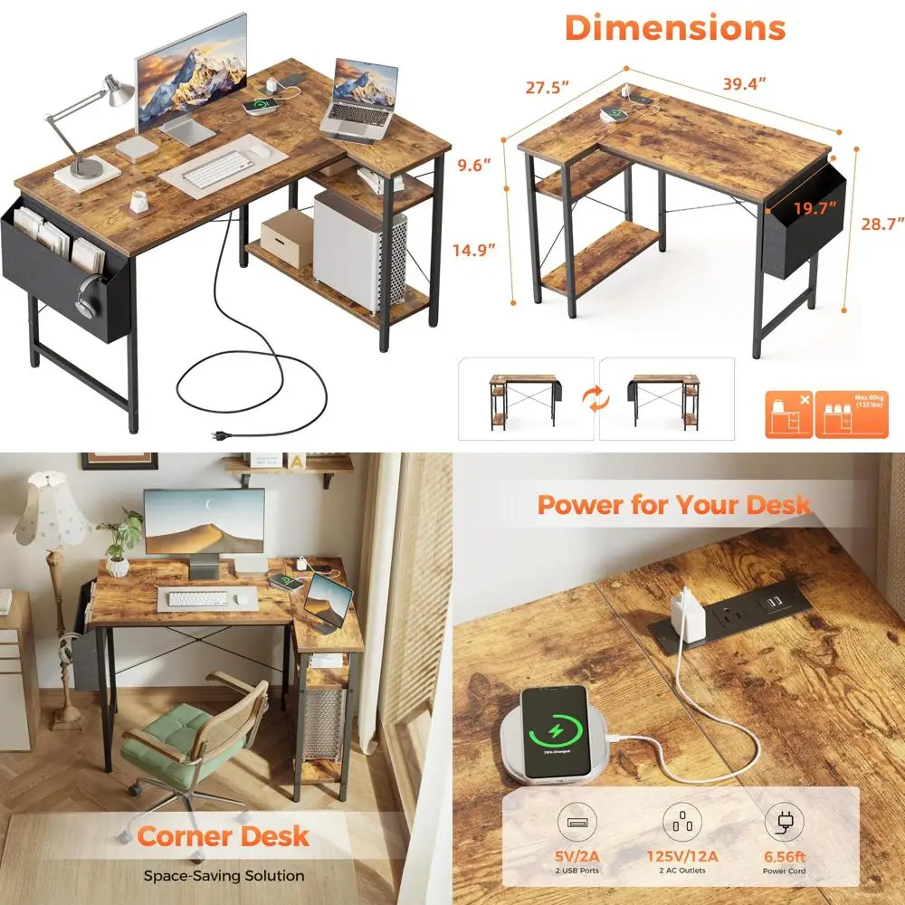 Compact Corner Gaming Desk with Power Outlets and Reversible Storage for Small Spaces
Compact Corner Gaming Desk with Power Outlets and Reversible Storage for Small Spaces