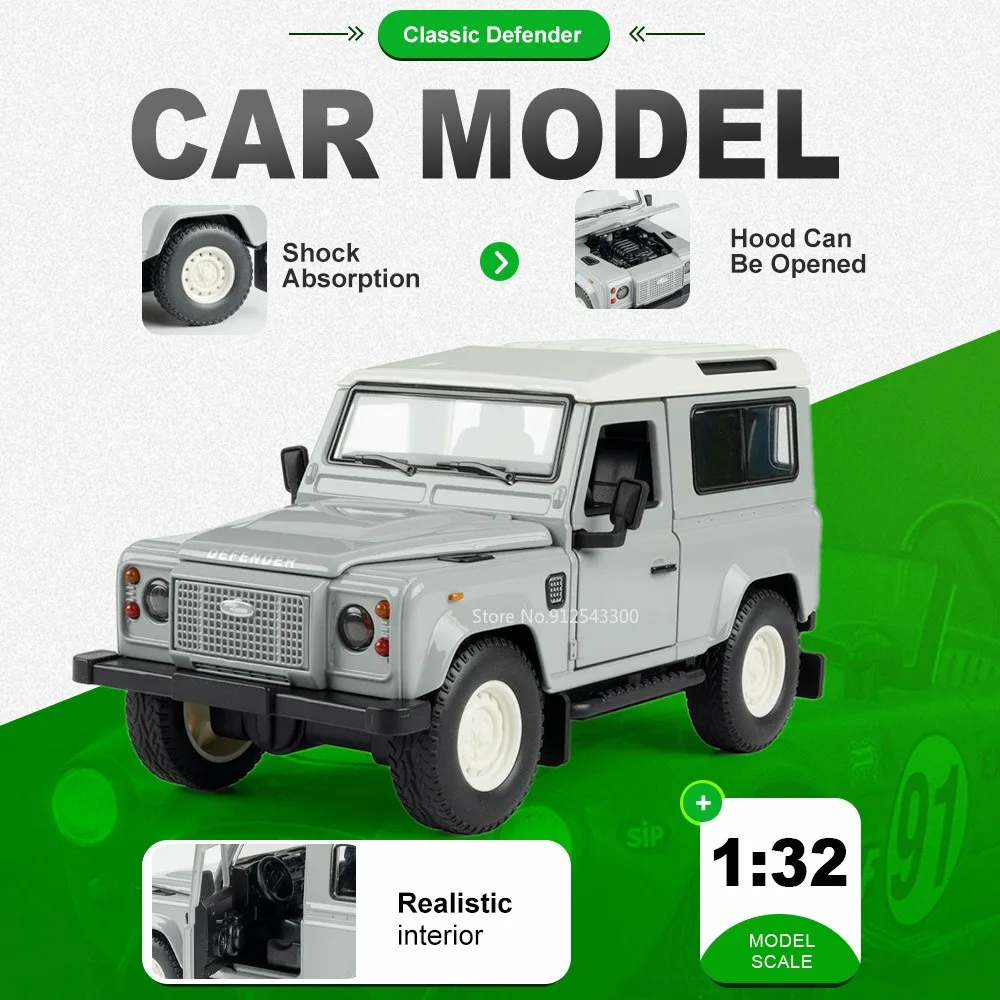 Модель автомобиля Land Rover Defender 1:32, игрушечная машинка с резиновыми шинами, открывающимися дверями, амортизацией, металлическая литая модель, коллекционная, подарок для детей
Модель автомобиля Land Rover Defender 1:32, игрушечная машинка с резиновыми шинами, открывающимися дверями, амортизацией, металлическая литая модель, коллекционная, подарок для детей