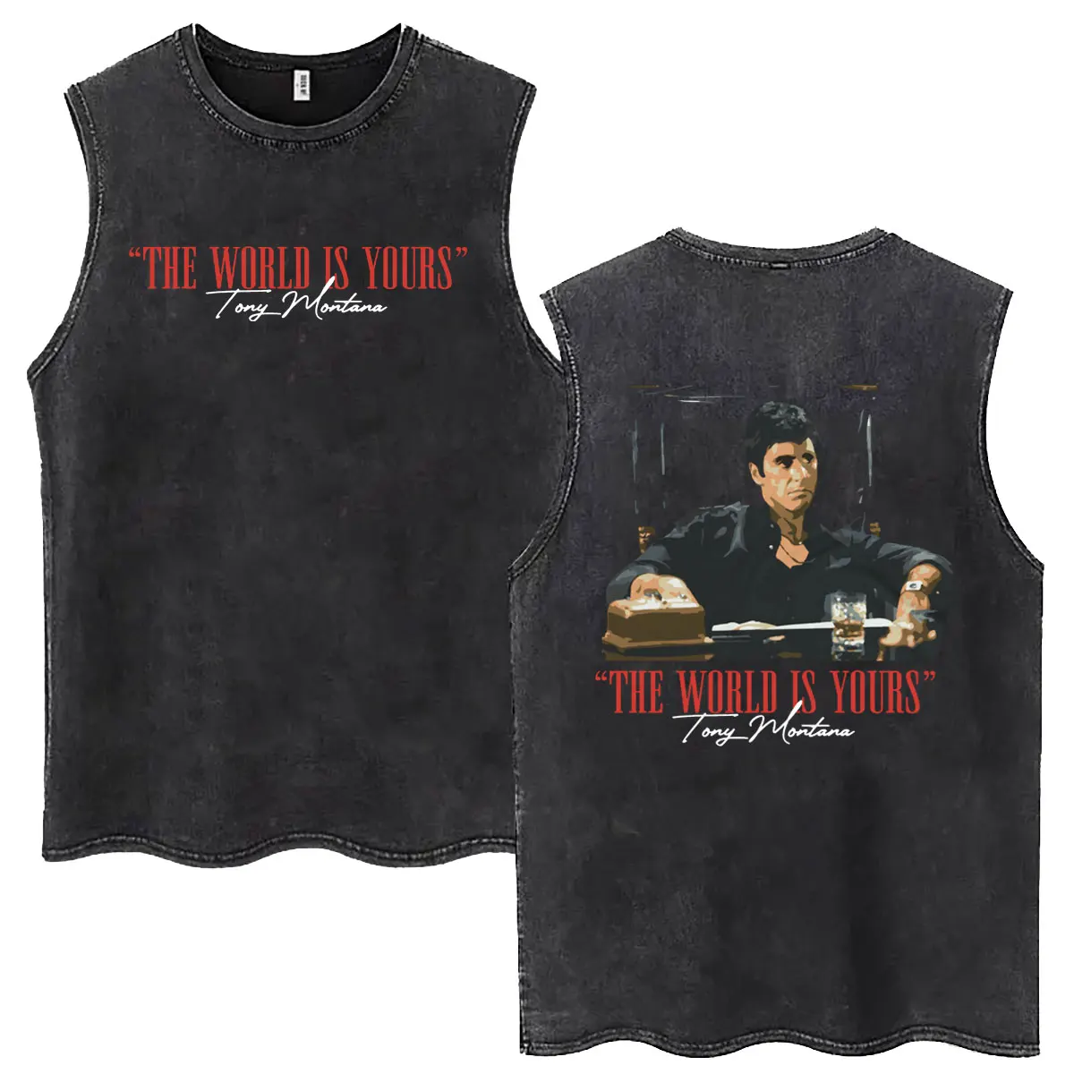90s Classic Gangsters Movie Scarface Vintage Washed Tank Tops The World Is Yours Tony Montana Al Pacino Sleeveless T-shirt Men
90s Classic Gangsters Movie Scarface Vintage Washed Tank Tops The World Is Yours Tony Montana Al Pacino Sleeveless T-shirt Men