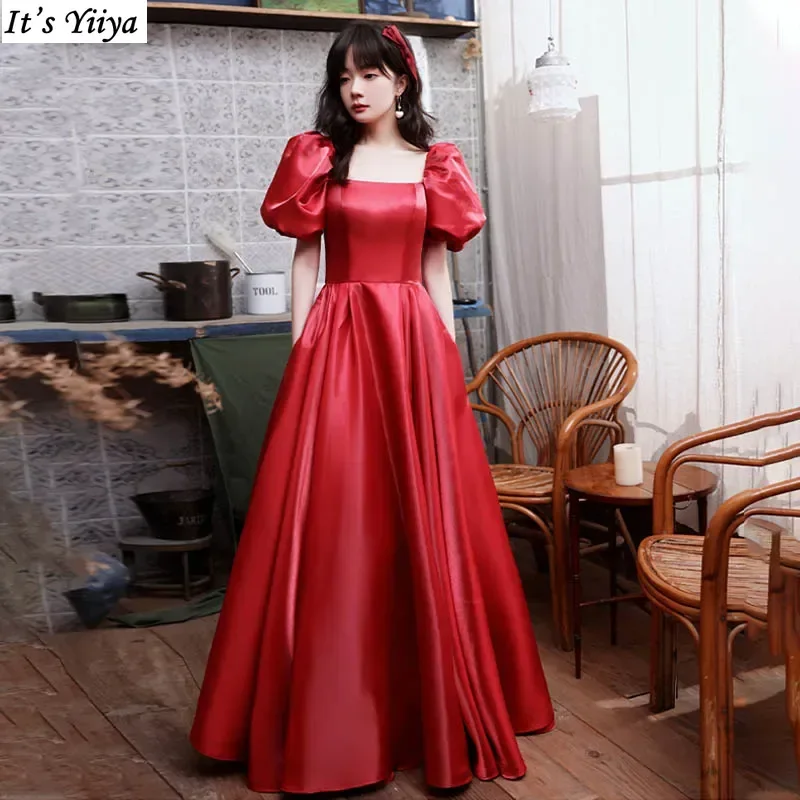 It's Yiiya Customized Evening Dress Burgundy Short Sleeves A-Line Square Collar Bow Lace Up Floor-Length Woman Formal Party Gown
It's Yiiya Customized Evening Dress Burgundy Short Sleeves A-Line Square Collar Bow Lace Up Floor-Length Woman Formal Party Gown