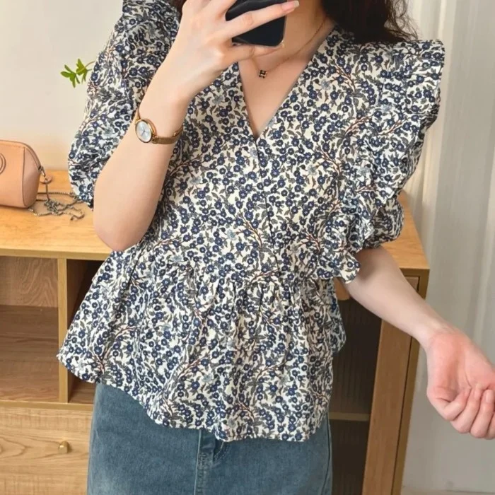 Floral Print ort Sve V-Ne Doll irt Women's Summer Faion Design Unique Sweet Cool Top Casual Commute Sle Loose Fit
Floral Print ort Sve V-Ne Doll irt Women's Summer Faion Design Unique Sweet Cool Top Casual Commute Sle Loose Fit