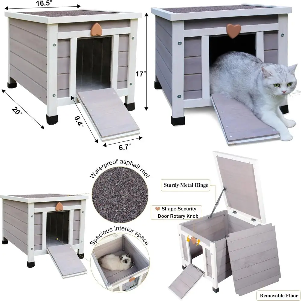 Grey Outdoor Weatherproof Cat Shelter with Elevated Floor and Lockable Door for Feral Cats
Grey Outdoor Weatherproof Cat Shelter with Elevated Floor and Lockable Door for Feral Cats