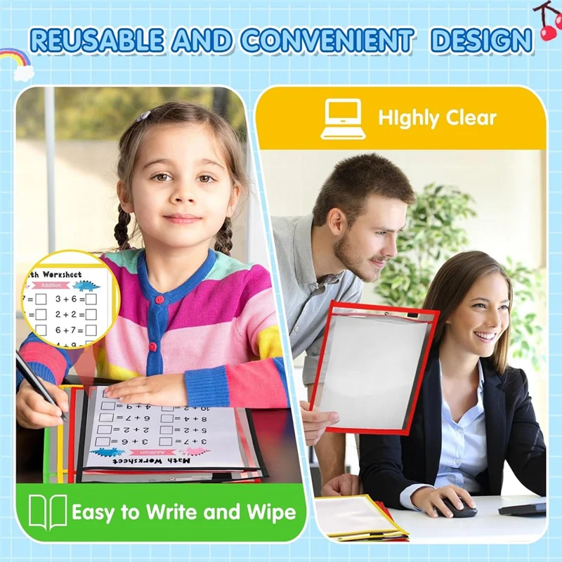 EF-28Piece Work Note Holder Reusable Note Holder Dry Erase Pocket Sleeves For Teacher Office Organization B
EF-28Piece Work Note Holder Reusable Note Holder Dry Erase Pocket Sleeves For Teacher Office Organization B