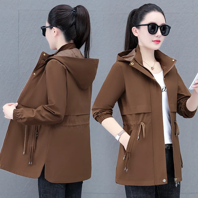 Spring Autumn Trench Coat Women 2025 New Korean Hooded Mid Long Solid Color Overcoat Windbreaker Female Outerwear Tops
Spring Autumn Trench Coat Women 2025 New Korean Hooded Mid Long Solid Color Overcoat Windbreaker Female Outerwear Tops