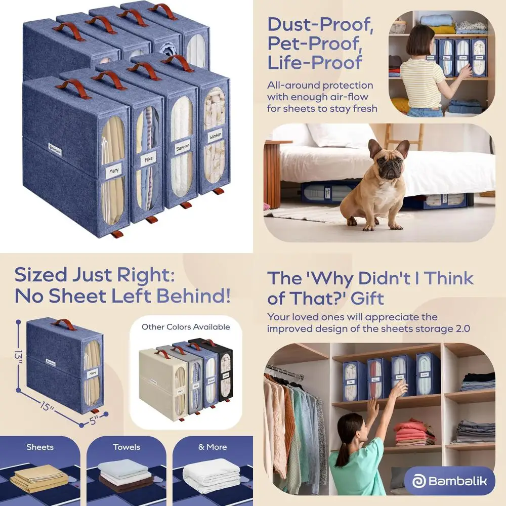 Набор из 8 органайзеров для постельного белья с прозрачными окнами — прочные контейнеры для простыней размером 15x13x5 дюймов (деним)
Набор из 8 органайзеров для постельного белья с прозрачными окнами — прочные контейнеры для простыней размером 15x13x5 дюймов (деним)