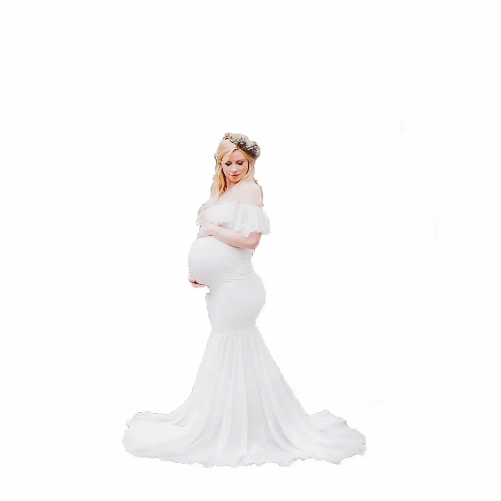 Soft Skin- Friendly Women's Lace Maternity Clothes European Style Short Sleeved Long Dress Photography Flying Sleeve Dress
Soft Skin- Friendly Women's Lace Maternity Clothes European Style Short Sleeved Long Dress Photography Flying Sleeve Dress