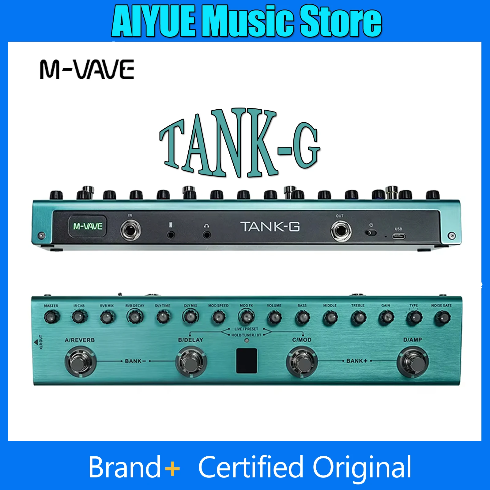 M-VAVE CUVAVE Tank-G Cube BABY Rechargeable Guitar Multi-Effects Pedal Delay Chorus Reverb Effects Guitar Pedal Accessories