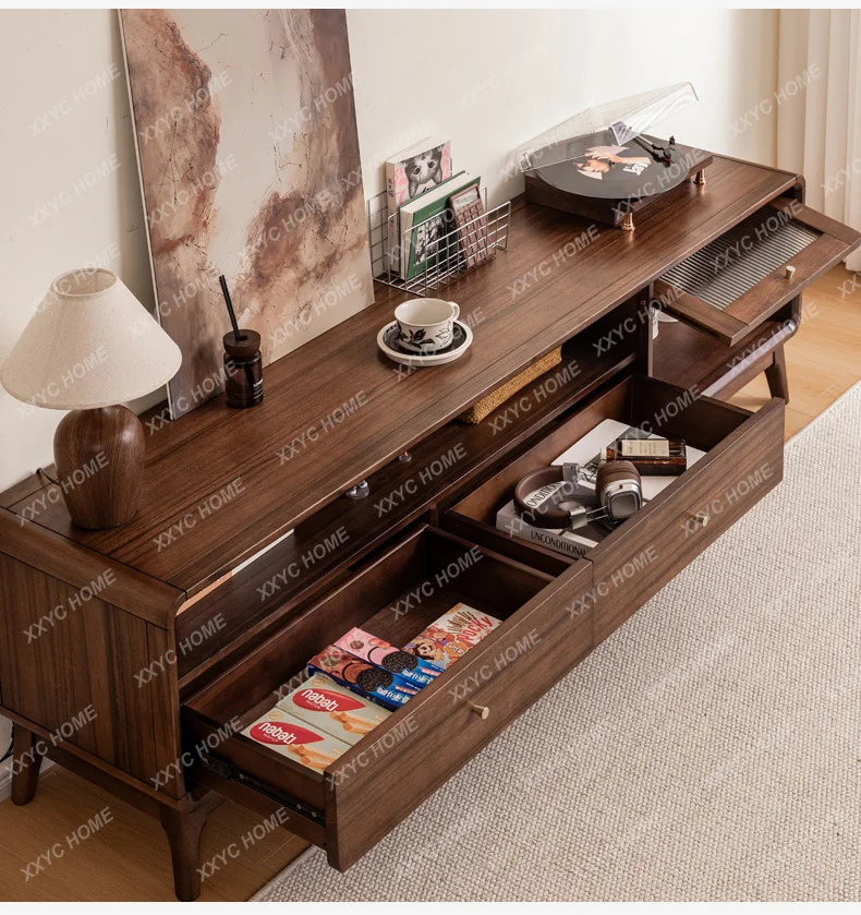 black walnut TV cabinet, all solid wood simple and complete living room glass floor cabinet
black walnut TV cabinet, all solid wood simple and complete living room glass floor cabinet
