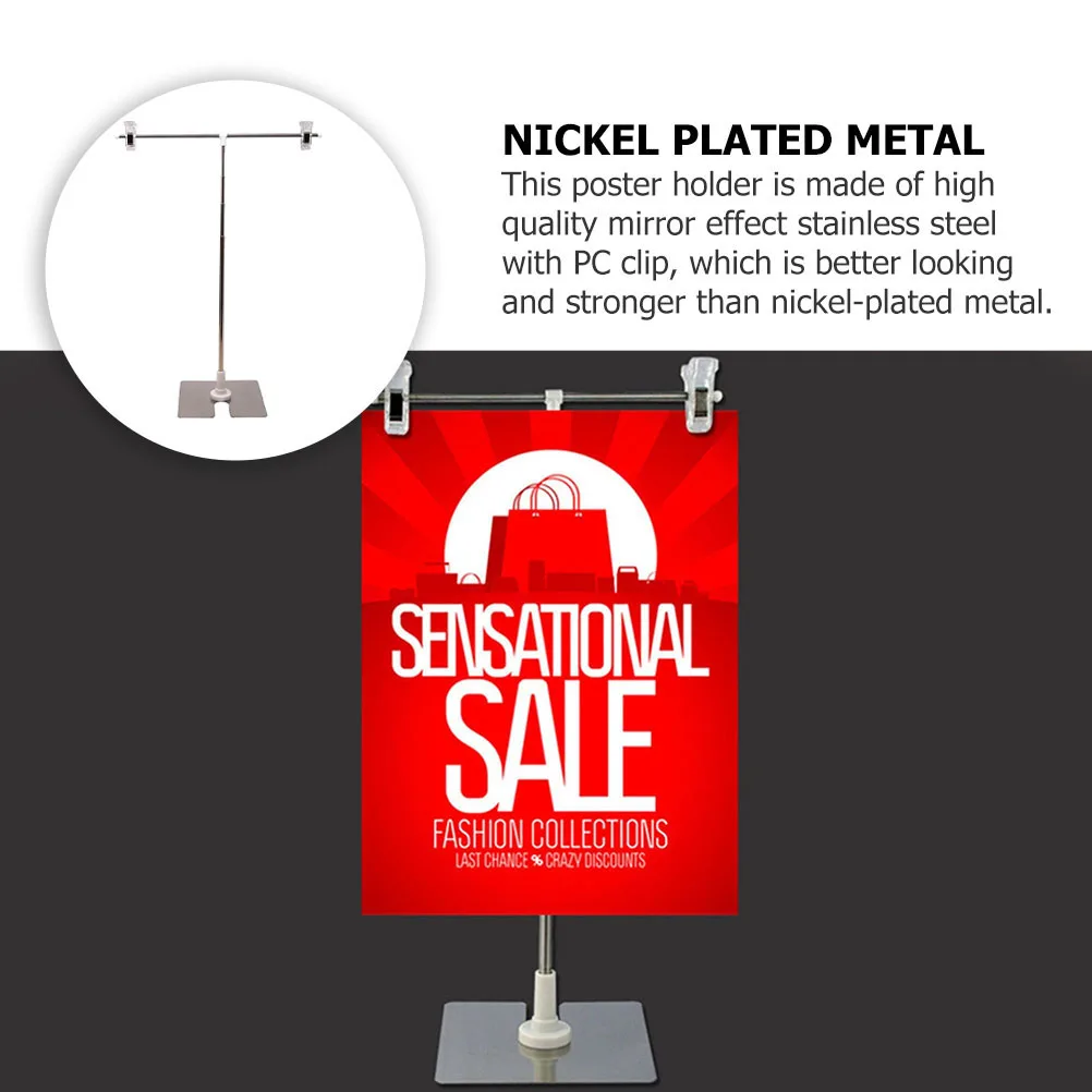 Stainless Steel Poster Stand T Shape Adjustable Height Clip Display Rack Advertising Sign HOLDER Desk Organizer Note Storage
Stainless Steel Poster Stand T Shape Adjustable Height Clip Display Rack Advertising Sign HOLDER Desk Organizer Note Storage