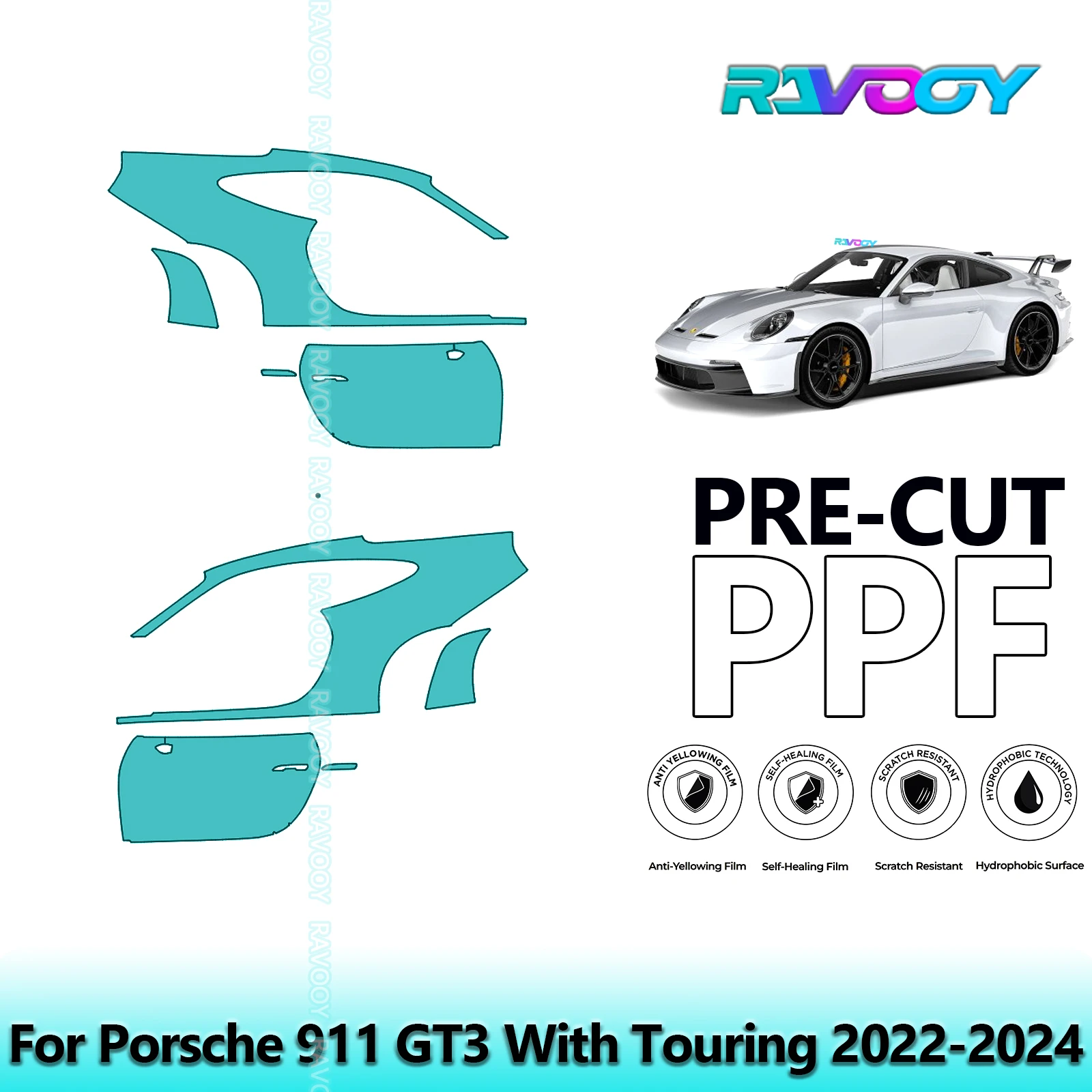 For Porsche 911 GT3 With Touring 2022-2024 8.5mil Clear Matte Pre-Cut PPF Door & A/B Pillar Kit TPU Paint Protection Film Set
For Porsche 911 GT3 With Touring 2022-2024 8.5mil Clear Matte Pre-Cut PPF Door & A/B Pillar Kit TPU Paint Protection Film Set