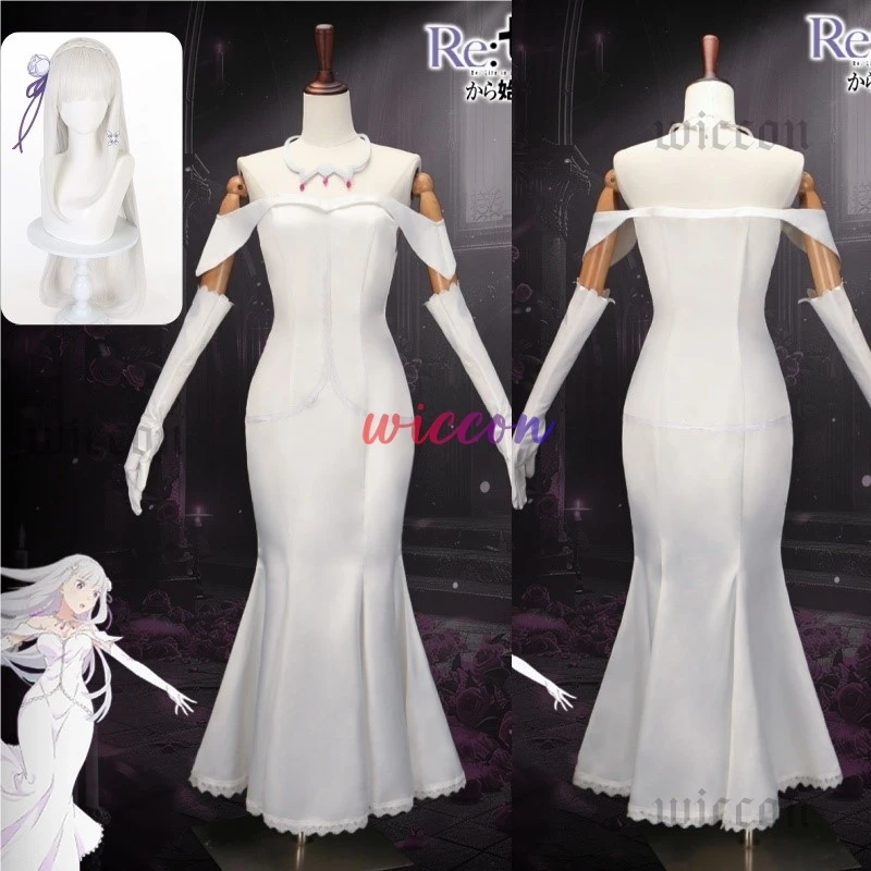 Emilia Cosplay Costume Anime Re Zero Disguise Outfits White Dress Women Roleplay Gloves Necklace Full Set Female Halloween Suit
Emilia Cosplay Costume Anime Re Zero Disguise Outfits White Dress Women Roleplay Gloves Necklace Full Set Female Halloween Suit