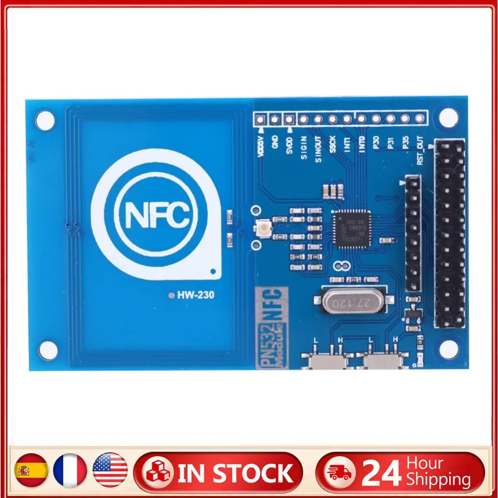 PN532 NFC RFID Reader Writer Shield SPI I2C 13.56MHz Contactless Communication Module UART Port for Arduino Board
PN532 NFC RFID Reader Writer Shield SPI I2C 13.56MHz Contactless Communication Module UART Port for Arduino Board