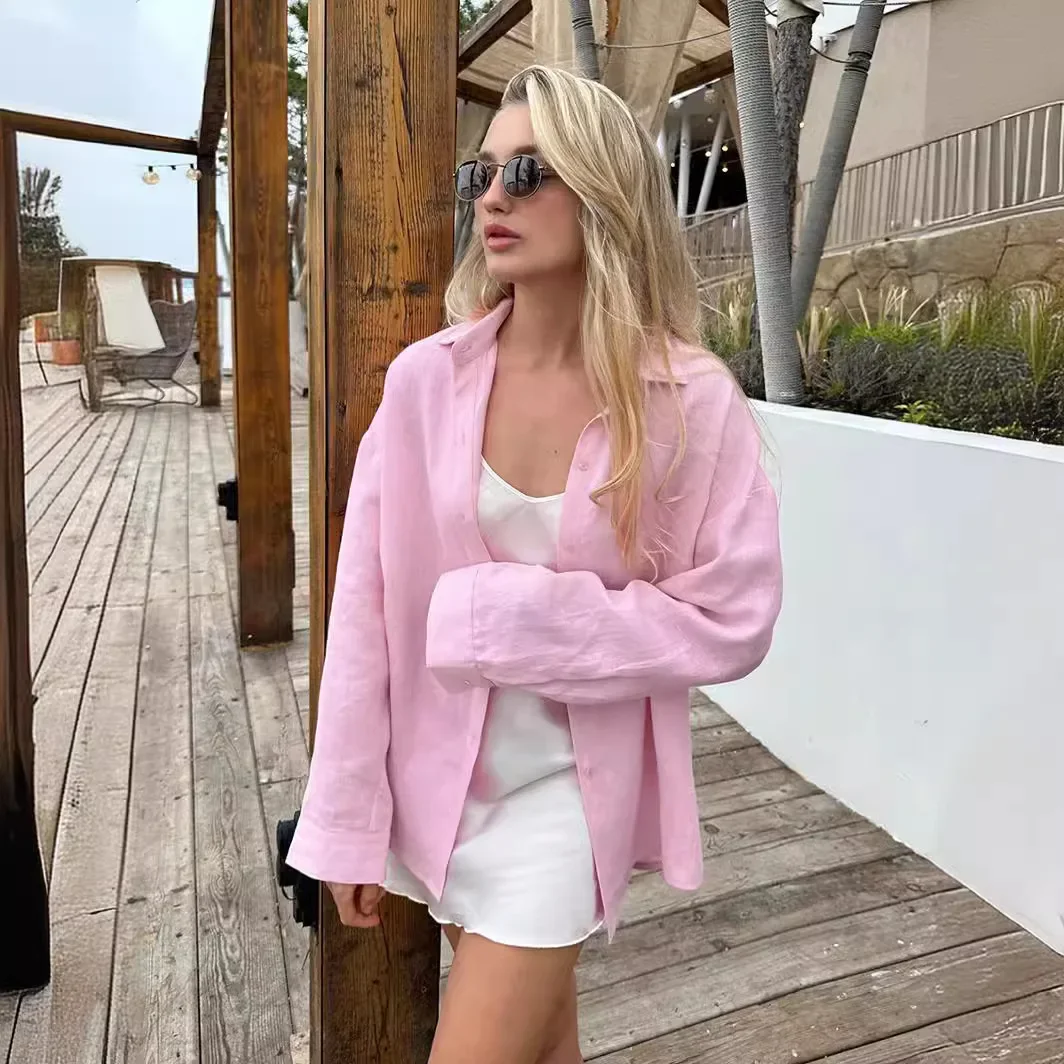 Commuter Casual 100% Cotton Women Shirts Solid Loose Lapel Long-sleeved Shirt With Button Simple Top Ladies Clothes Streetwear
Commuter Casual 100% Cotton Women Shirts Solid Loose Lapel Long-sleeved Shirt With Button Simple Top Ladies Clothes Streetwear
