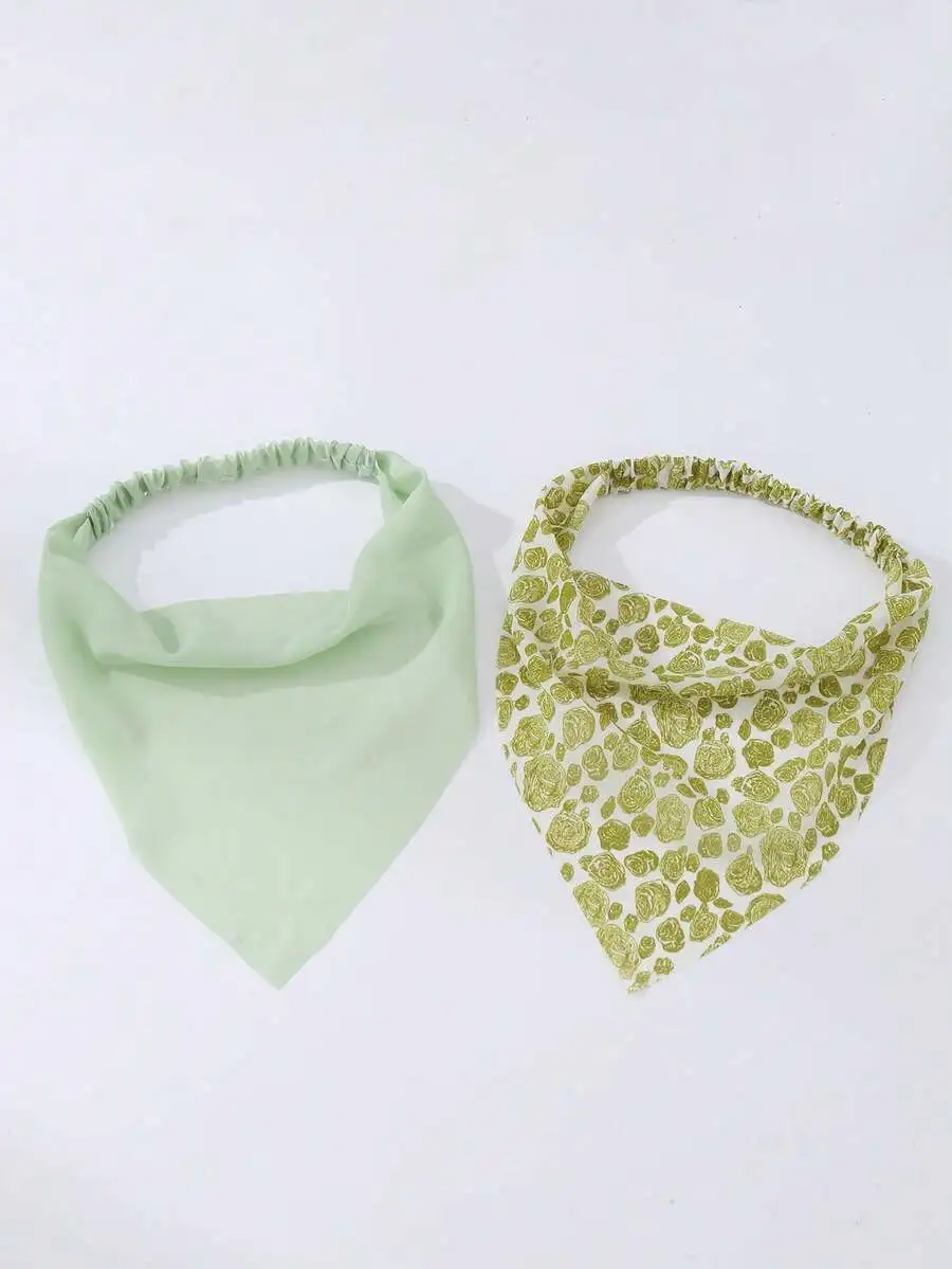 2pcs Womens Floral Print Hair Bandanas, Minimalist Fresh Green Tones, Daily Wear Spring Summer Beach Headwear
2pcs Womens Floral Print Hair Bandanas, Minimalist Fresh Green Tones, Daily Wear Spring Summer Beach Headwear