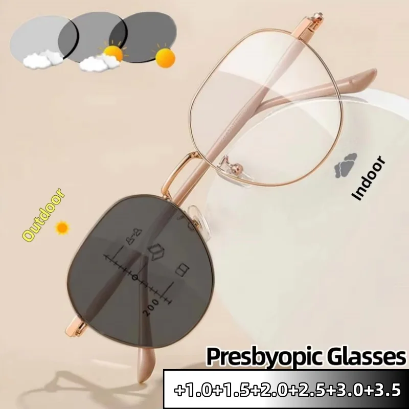 New Unisex Outdoor Photochromic Multifocal Reading Glasses Ultralight Metal Frame Near Far Sighted Eyeglasses Anti Blue Light
New Unisex Outdoor Photochromic Multifocal Reading Glasses Ultralight Metal Frame Near Far Sighted Eyeglasses Anti Blue Light
