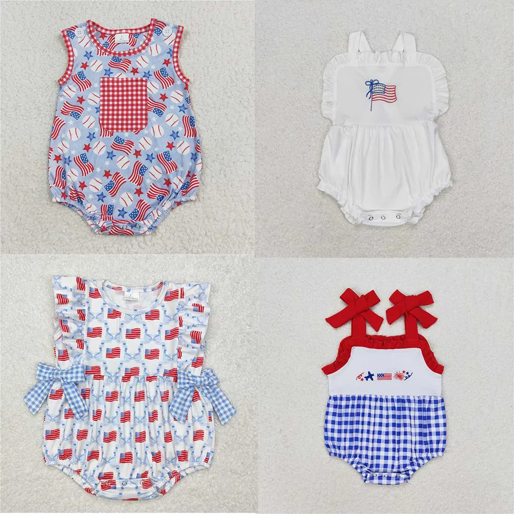 New Short sleeve girls 4th of July Bow boutique clothing set RTS Summer Jumpsuit baby clothes girls Romper set bodysuit hot sale
New Short sleeve girls 4th of July Bow boutique clothing set RTS Summer Jumpsuit baby clothes girls Romper set bodysuit hot sale