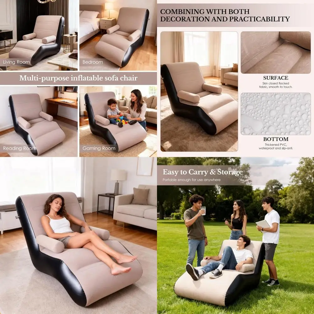 Надувной шезлонг с воздушным насосом, портативный лежак для использования в помещении и на улице с коричневыми подлокотниками
Надувной шезлонг с воздушным насосом, портативный лежак для использования в помещении и на улице с коричневыми подлокотниками