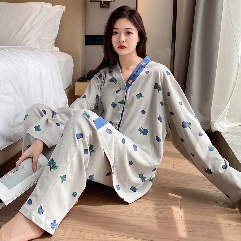 Plus Size 5XL Pajamas Sets Women 100% Cotton Japanese Simple V Neck Printing Long Sleeve Casual Sleepwear Women Pyjamas
Plus Size 5XL Pajamas Sets Women 100% Cotton Japanese Simple V Neck Printing Long Sleeve Casual Sleepwear Women Pyjamas