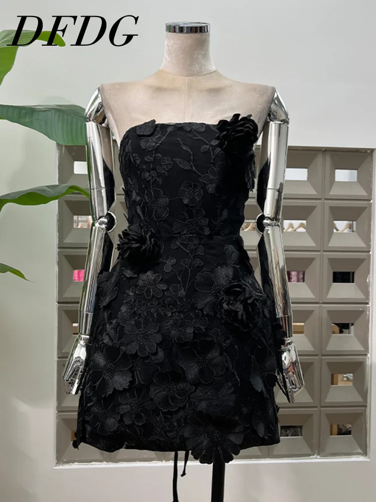 DFDG 2025 Summer Women’s Sexy Black Corset Bustier Dress With 3D Floral Embroidery Lace-up Bodycon Mermaid Evening Party Dress
DFDG 2025 Summer Women’s Sexy Black Corset Bustier Dress With 3D Floral Embroidery Lace-up Bodycon Mermaid Evening Party Dress