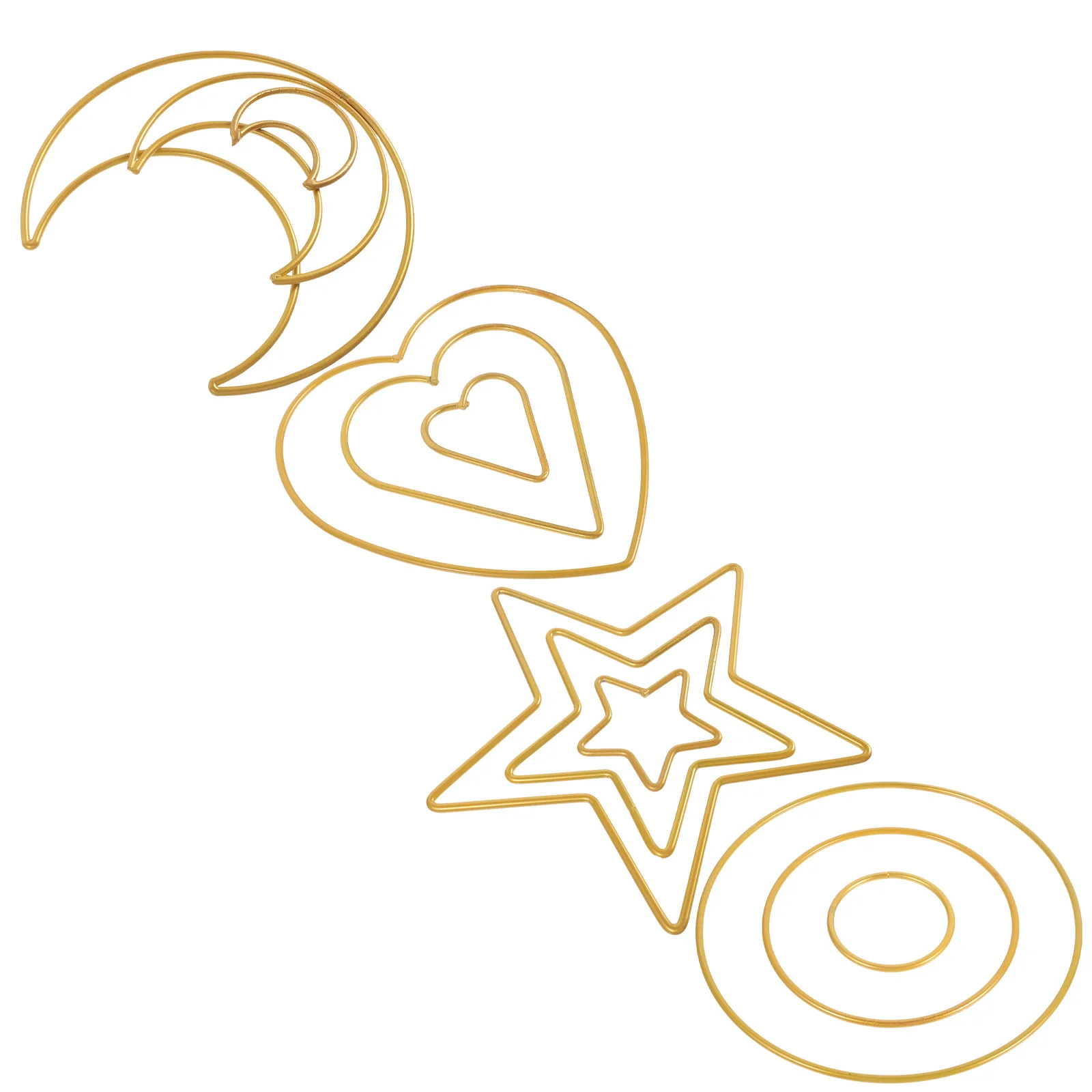 12Pcs Iron Ring Macrame Moon Star Heart DIY Floral Wreath Rings Metal Hoop for Dream Catcher Crafts Iron Bead Hoop Wreath
12Pcs Iron Ring Macrame Moon Star Heart DIY Floral Wreath Rings Metal Hoop for Dream Catcher Crafts Iron Bead Hoop Wreath