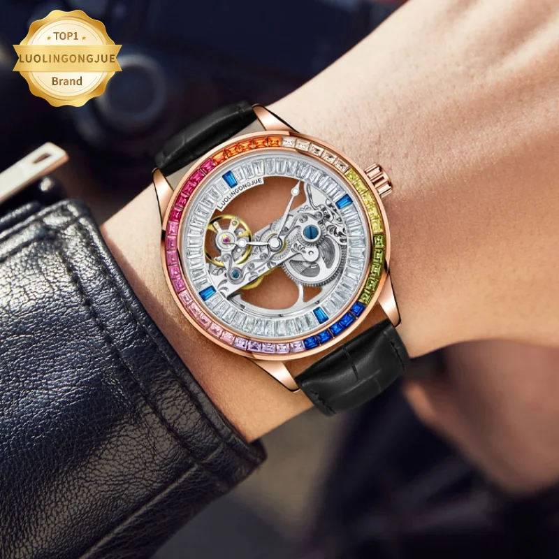 Luolingongjue Color Diamond Hollow Мужские часы Полностью автоматические механические часы Водонепроницаемые мужские и женские механические часы Роскошные брендовые часы
Luolingongjue Color Diamond Hollow Мужские часы Полностью автоматические механические часы Водонепроницаемые мужские и женские механические часы Роскошные брендовые часы