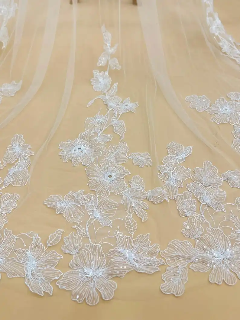 Sparkling Bridal Veils Beautiful Floral Lace and Sequin Veils Luxurious Wedding Veils Custom Length
Sparkling Bridal Veils Beautiful Floral Lace and Sequin Veils Luxurious Wedding Veils Custom Length