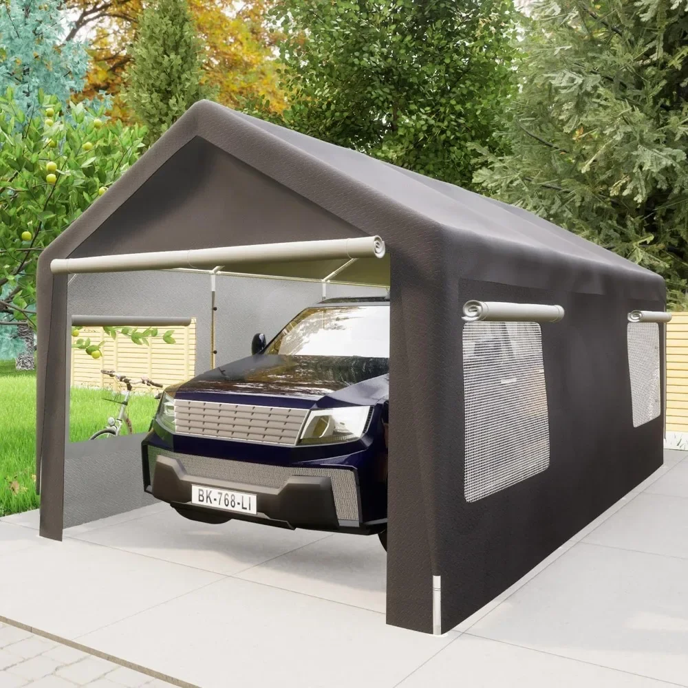 10x20 Ft Heavy-duty Carport with Removable Side Walls and Doors; Portable Garage with Roll-up Ventilation Windows.
10x20 Ft Heavy-duty Carport with Removable Side Walls and Doors; Portable Garage with Roll-up Ventilation Windows.