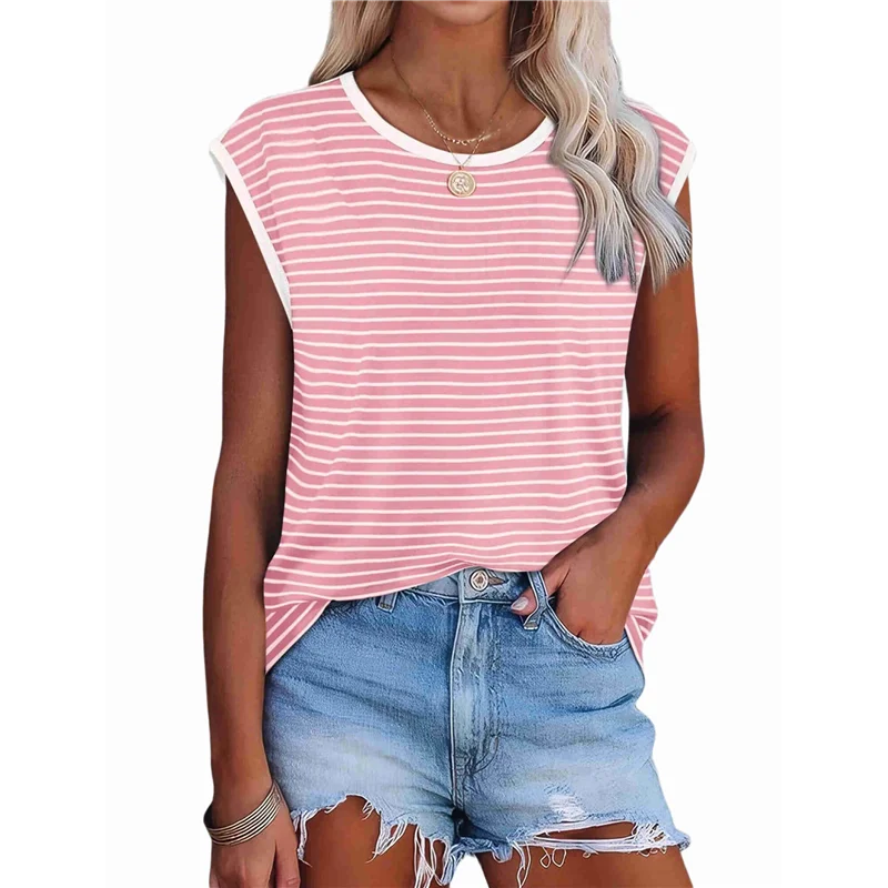Sturdy Womens Tops Dressy Casual Summer Striped Shirts Cap Sleeve Tops Color Block Loose Fit 
Sturdy Womens Tops Dressy Casual Summer Striped Shirts Cap Sleeve Tops Color Block Loose Fit