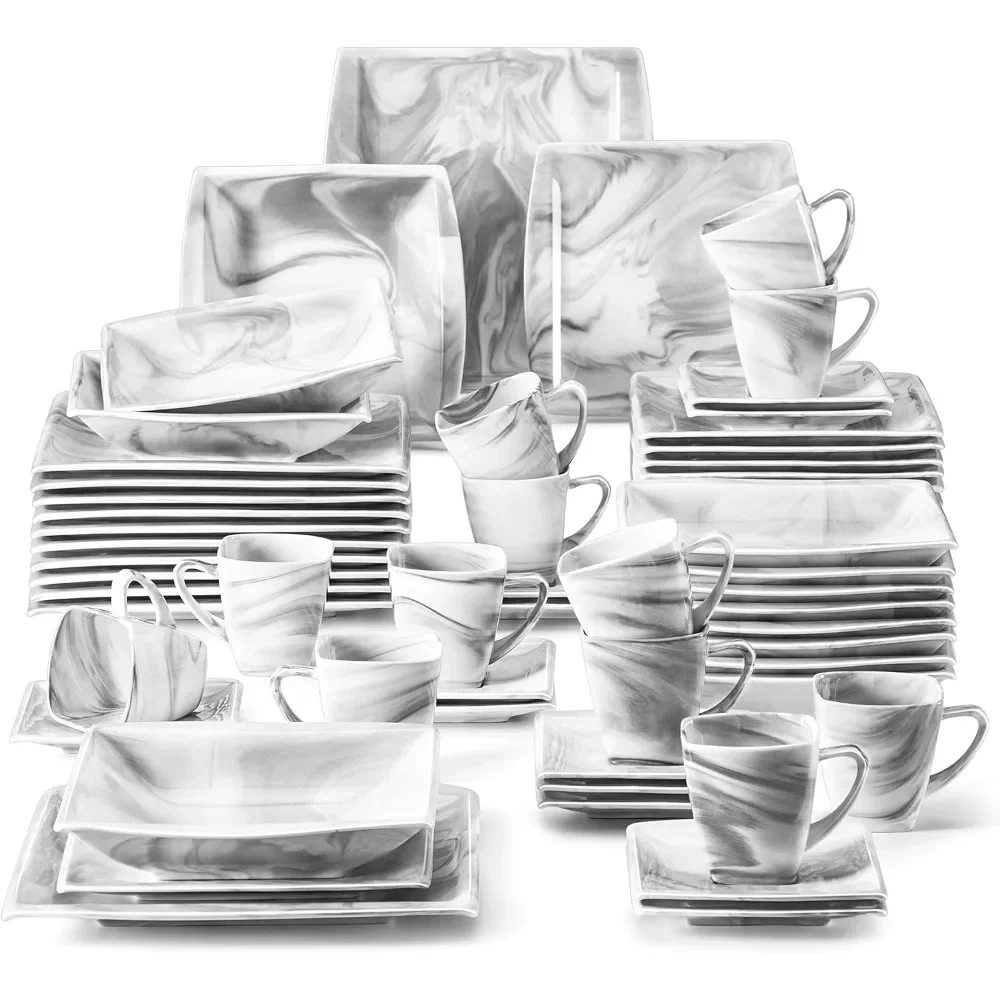 Tableware Set, Suitable for 12 Pieces and 60 Pieces of Marble Porcelain Plates, Bowls and Cups Set, Square Tableware Set
Tableware Set, Suitable for 12 Pieces and 60 Pieces of Marble Porcelain Plates, Bowls and Cups Set, Square Tableware Set