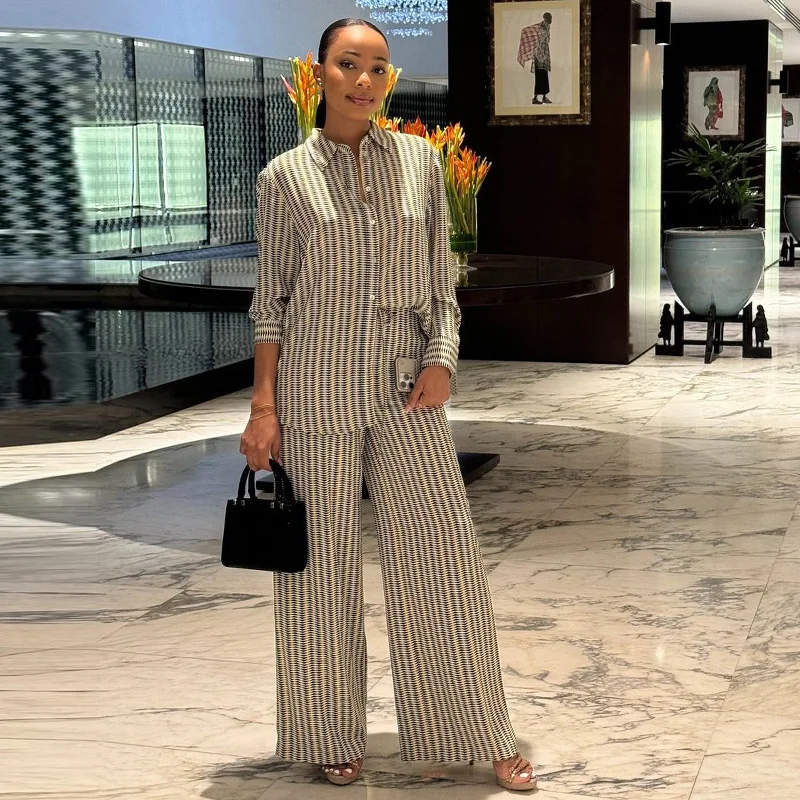 Pants Set Women Two Piece Sets Striped Matching Sets Elegant Work Shirt Tops Wide Leg Long Pants High Waist Casual Loose Y2k
Pants Set Women Two Piece Sets Striped Matching Sets Elegant Work Shirt Tops Wide Leg Long Pants High Waist Casual Loose Y2k