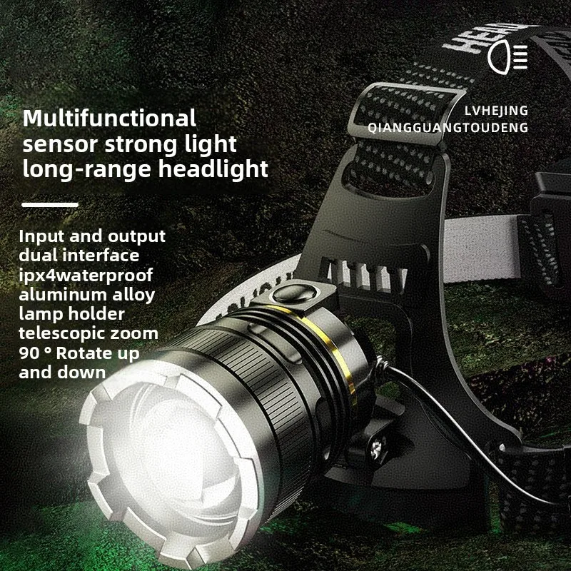 LED ultra strong headlight sensing zoom charging head flashlight high-power headlight 1000M headlight using 2 * 18650 fishing
LED ultra strong headlight sensing zoom charging head flashlight high-power headlight 1000M headlight using 2 * 18650 fishing