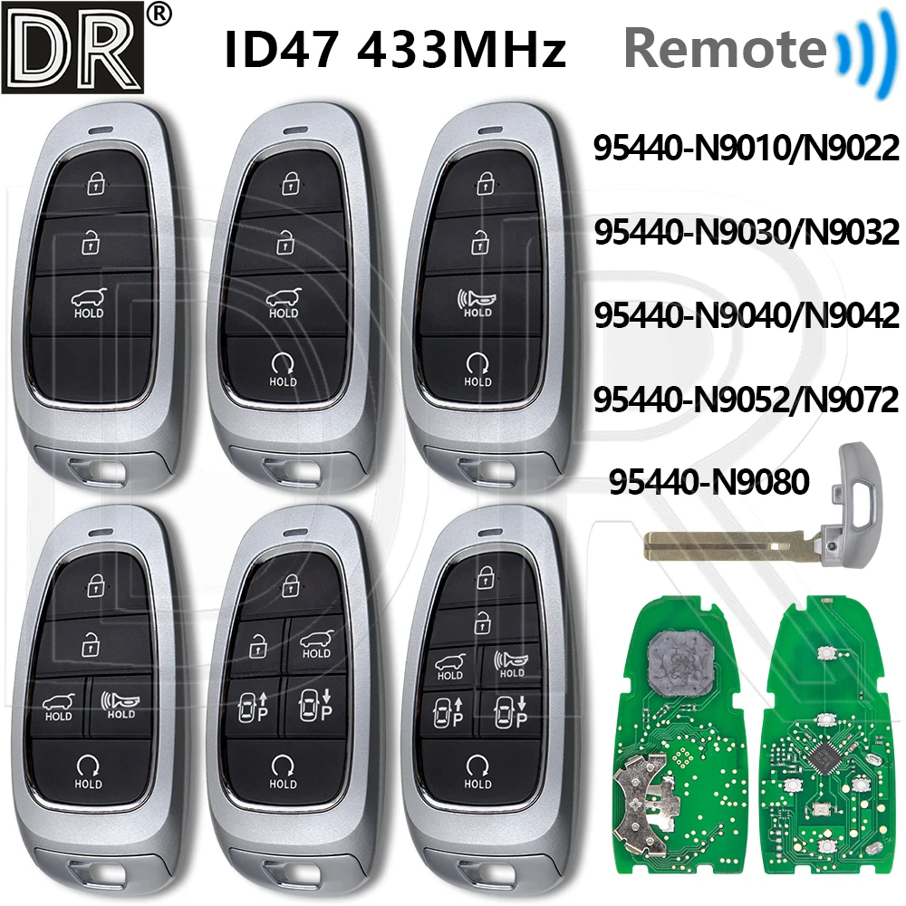 Great ID47 Chip 433MHz 95440-N9010/N9022/N9030/N9052/N9072/N9032/N9040/N9042/N9080 Car Remote Key For Hyundai Tucson 2021-2024
Great ID47 Chip 433MHz 95440-N9010/N9022/N9030/N9052/N9072/N9032/N9040/N9042/N9080 Car Remote Key For Hyundai Tucson 2021-2024