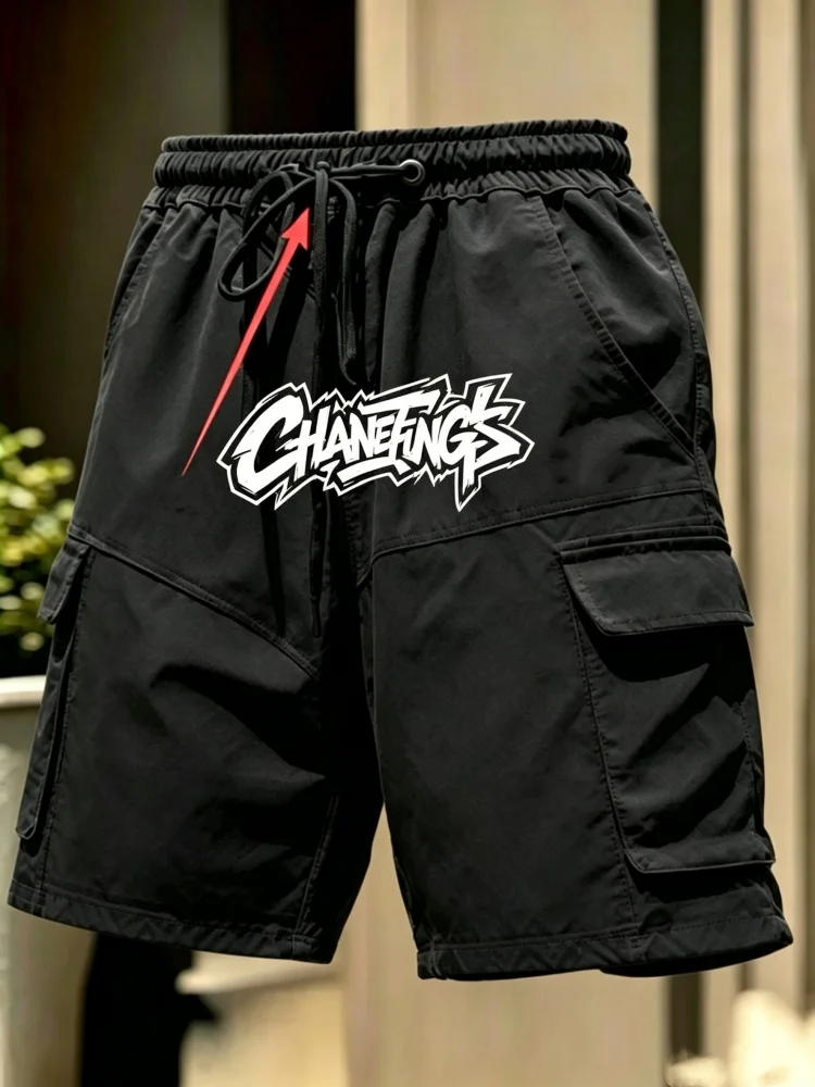 Men Black Graffiti Letter Print Multi Flap Pocket Cargo Shorts Elastic Drawstring Waist Streetwear Casual Shorts
Men Black Graffiti Letter Print Multi Flap Pocket Cargo Shorts Elastic Drawstring Waist Streetwear Casual Shorts