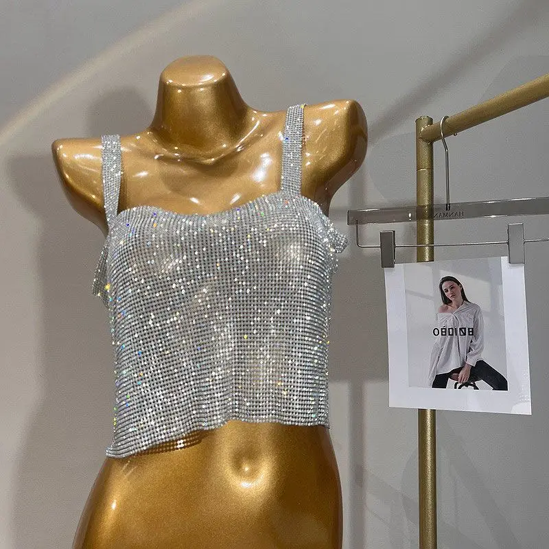 Summer sexy women's camisole revealing waist sparkling rhinestone backless short top crop tops
Summer sexy women's camisole revealing waist sparkling rhinestone backless short top crop tops