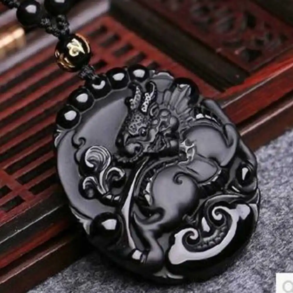 Natural Obsidian Carved Kylin Lucky Amulet Pendant New Unisex Heart Wedding Necklace Gift Cross Jewellery Wholesale Silver
Natural Obsidian Carved Kylin Lucky Amulet Pendant New Unisex Heart Wedding Necklace Gift Cross Jewellery Wholesale Silver