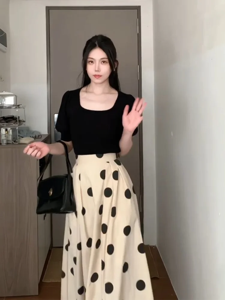 Retro Large Polka Dot High Waist Midi Skirt Women's A-Line Slimming Midi Skirt Korean Style Commute Polyester Fiber
Retro Large Polka Dot High Waist Midi Skirt Women's A-Line Slimming Midi Skirt Korean Style Commute Polyester Fiber