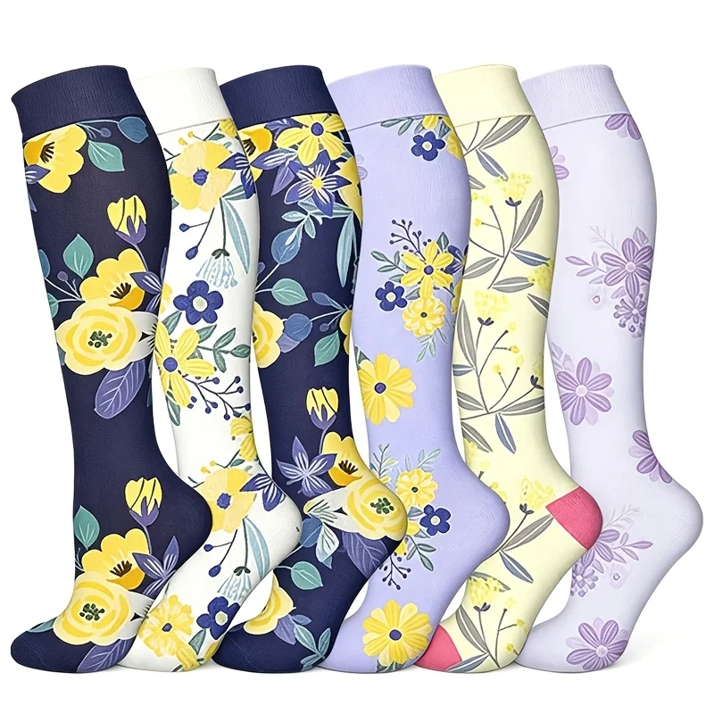 6 Pairs Unisex Printed Compression Socks - Breathable & Moisture-wicking Nylon Blend, Ideal for Sports and Outdoor Activities
6 Pairs Unisex Printed Compression Socks - Breathable & Moisture-wicking Nylon Blend, Ideal for Sports and Outdoor Activities