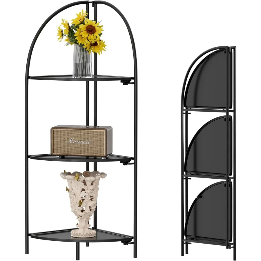 Foldable 3 Tier Corner Shelf Metal Corner Plant Stand with Black Frame and Black Shelves Corner Display Rack Multipurpose Shelv
Foldable 3 Tier Corner Shelf Metal Corner Plant Stand with Black Frame and Black Shelves Corner Display Rack Multipurpose Shelv